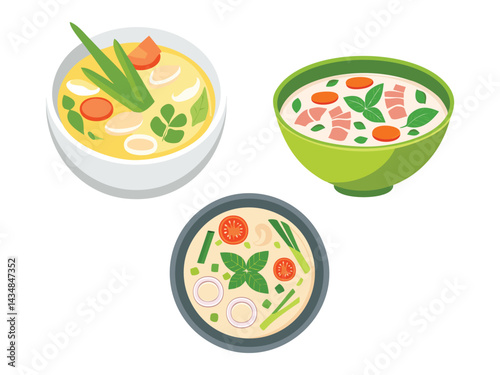 vector illustration of a thai food Gaeng Jud (Clear Soup with Vegetables and Pork)