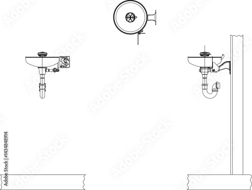 vector sketch illustration silhouette design detail of Drinking Fountains faucet for drinking in public places such as squares and parks