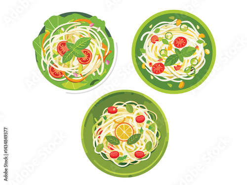 vector illustration of a thai food Som Tam (Green Papaya Salad)
