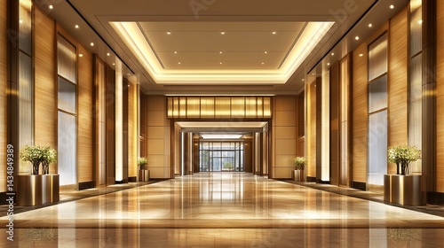 Grand hotel lobby, elegant and spacious