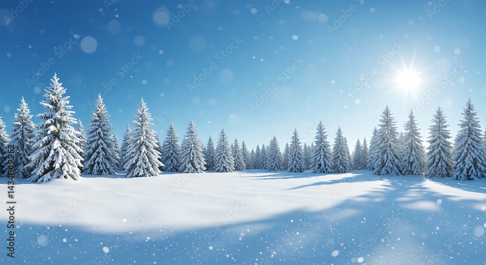 Fototapeta premium Winter's Embrace A Sunlit Snowscape AI Generated