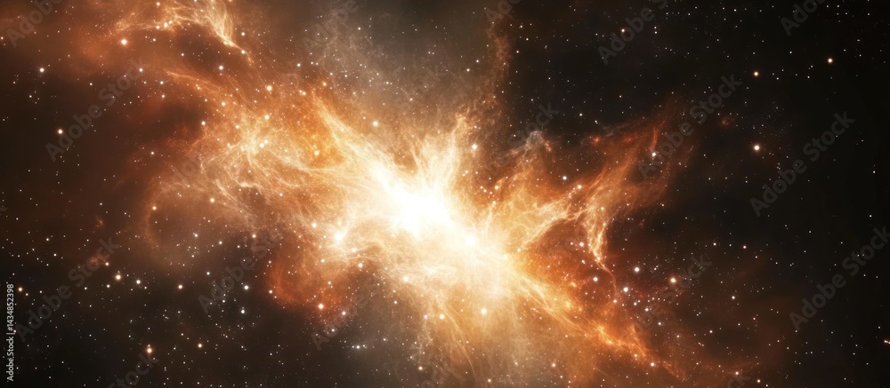 Obraz premium A vibrant, fiery nebula showcasing cosmic dust and star formation.