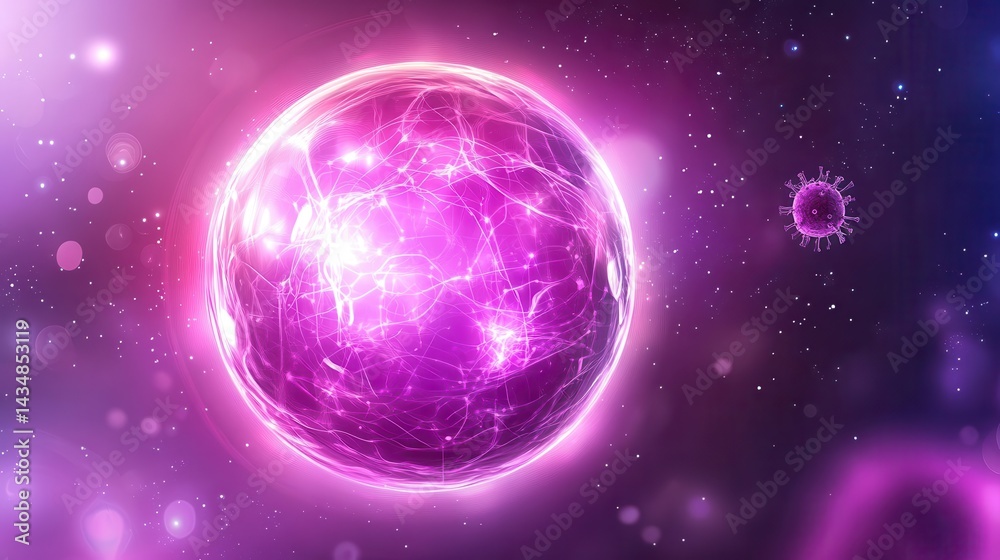 Nanotechnology. Abstract Physics Atom Proton Particle. Light Plasma Ball. Science Microscope Background. Virus Cell. Medical Science and Tech Inspired Abstract Background. Vector Illustration. Nanotechnology. Abstract Physics Atom Proton Particle. Light Plasma Ball. Science Microscope Background. Virus Cell. Medical Science and Tech Inspired Abstract Background. Vector Illustration.