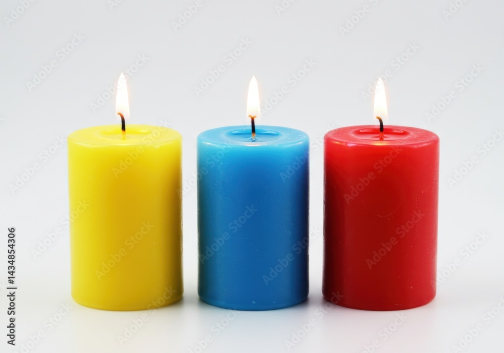 Cylinders in yellow blue and red colors isolated on white background Cylinders in yellow blue and red colors isolated on white background