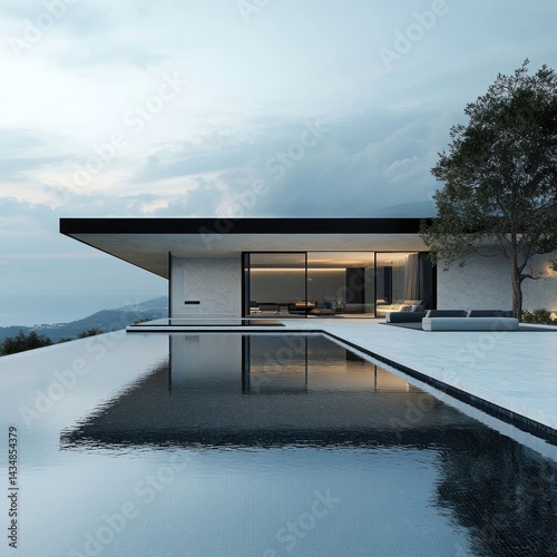 House with infinity pool and breathtaking modern design, no background.--a --v 6.1 Job ID: 2a8e5ce1-f81d-4be0-abb8-40691e7fa45e
