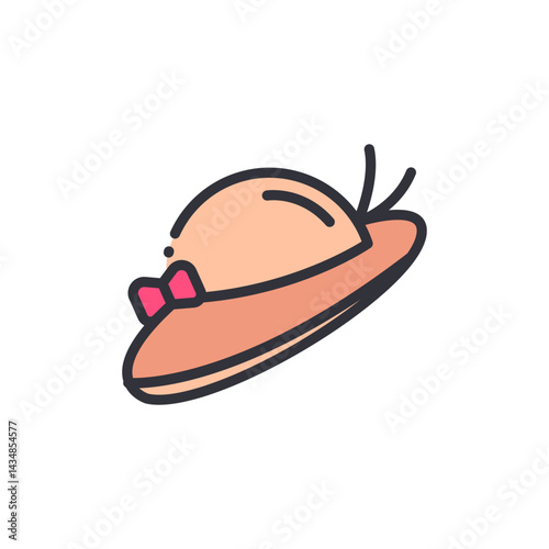 Panama hat colored icons, minimalist vector illustration ,simple transparent graphic element .Isolated on white background