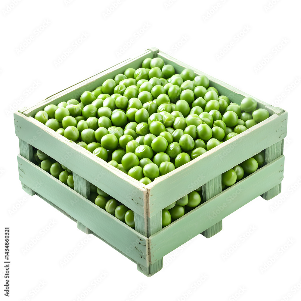 Isolated Crate of Green Peas Isolated White Background Isolated Crate of Green Peas Isolated White Background