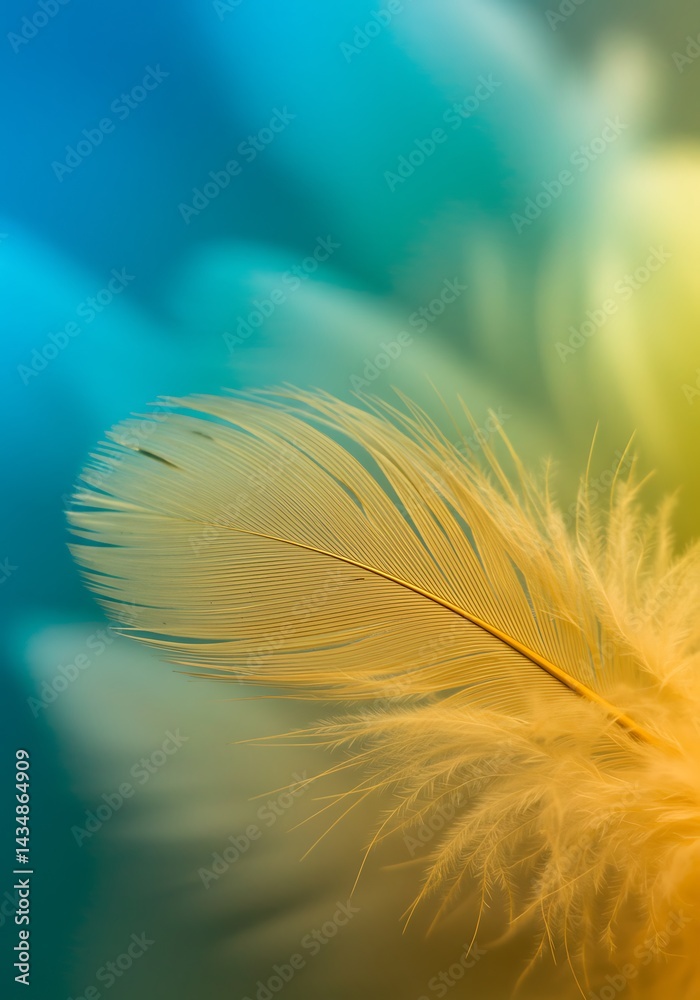 Obraz premium Golden Hour Feather: A Soft Focus Study AI Generated