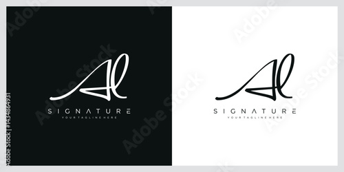 AL letter beauty handwriting vector logo