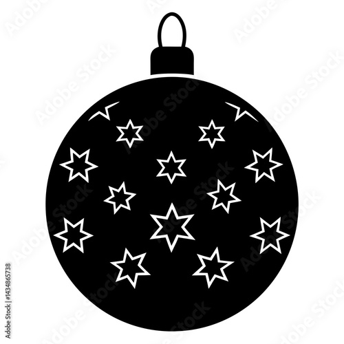 flat christmas ball black silhouette vector