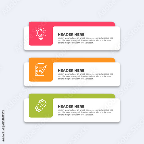 Three colorful infographic boxes.