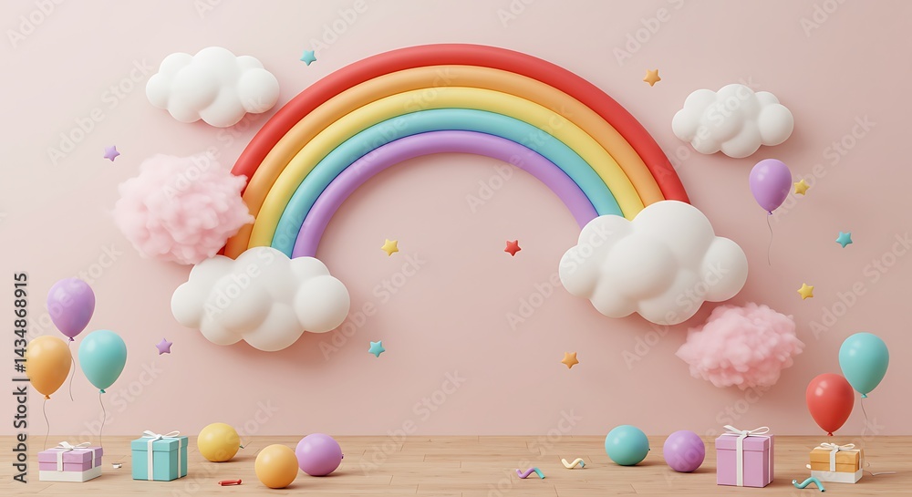 Rainbow Dreamscape: 3D Rendered Joy AI Generated Rainbow Dreamscape: 3D Rendered Joy AI Generated