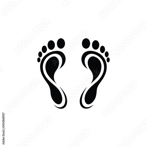Black footprint icon with artistic curves
