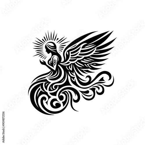 illustration vector graphic of tribal art tattoo angel