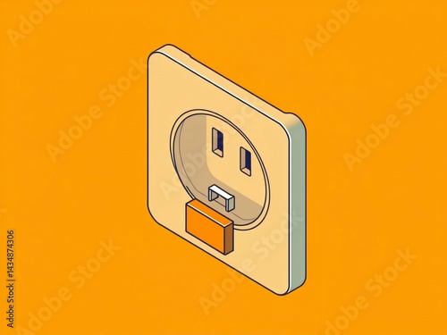 electrical outlet vector illustration. outlet, electric, power, electricity, wall, socket, plug, switch, energy, button, electrical, light, icon, supply, on, object, home, off, technology, plastic, ho