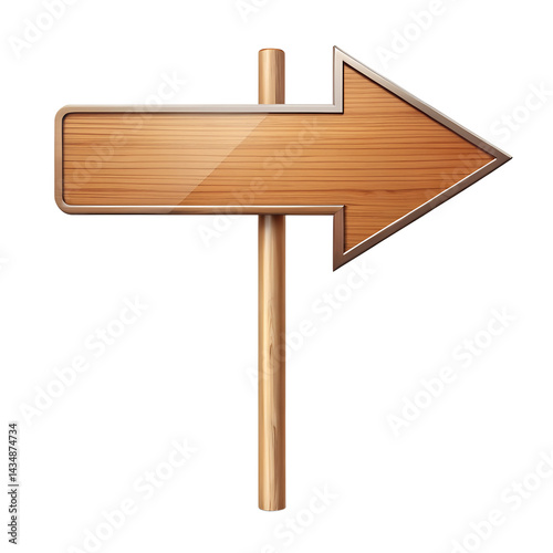 Wooden direction sign on white background 