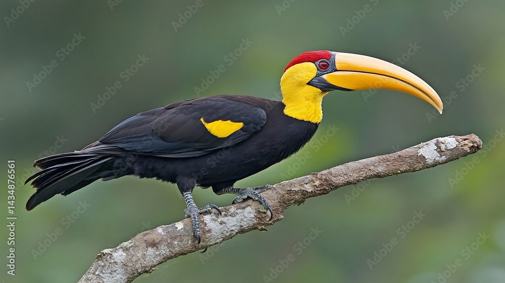Naklejka premium Colorful bird perched on branch