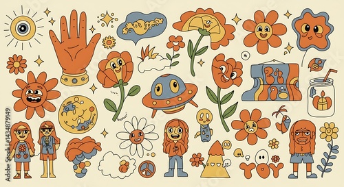 Wallpaper Mural Groovy Retro Garden AI Generated Torontodigital.ca
