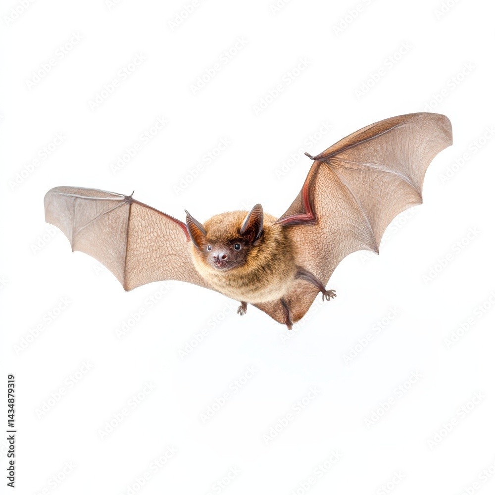 Obraz premium Flying brown bat on white background