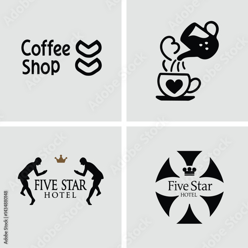 Boutique Resort Branding Emblem Elegant Hotel Logo Icon Vector Art