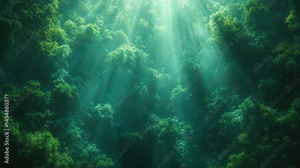 Fototapeta premium Sunlight penetrating a vibrant underwater forest.