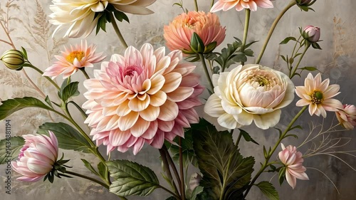 Vibrant Floral Arrangement with Dahlias and Roses