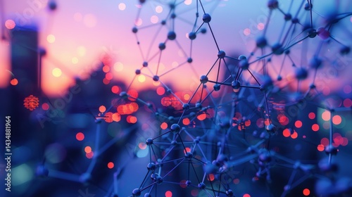 A close-up view of interconnected structures against a soft, colorful backdrop, suggesting themes of technology and connection in a digital or scientific context.