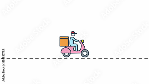 Motorcycle courier thin line icons. Perfect pixel on transparent background