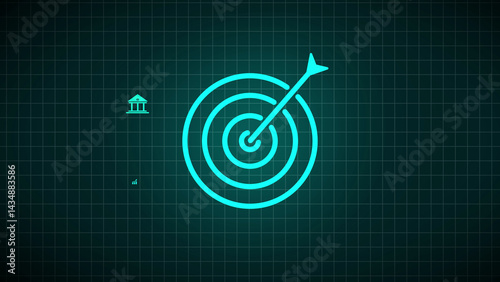 target icon. White icon on black background. Inversion