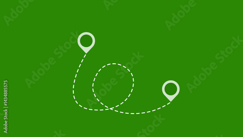 two points with dotted path and location pin. Route location icon two pin sign and dotted line