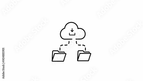 data recovery solid icon. Cloud Route glyph style. Cloud computing symbol. Cloud folder vector illustration isolated on white background