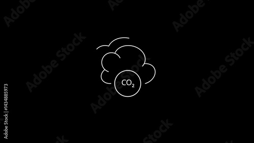 CO2 line icon. Carbon emissions reduction symbol. Smoke, air pollution, increase emission. Vector illustration