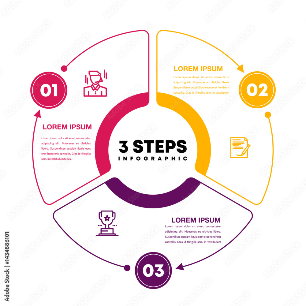 Vector circle arrows  infographic, cycle diagram, presentation chart. Business concept with 3 options, parts, steps, processes. Vector Eps