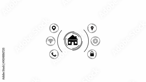 Smart home control panel on virtual screen. IOT and Automation technology concept.