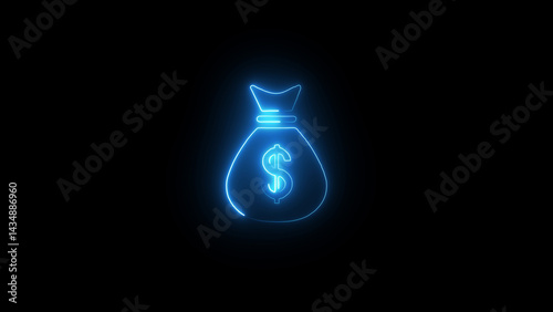 Neon glowing dollar back icon illustration