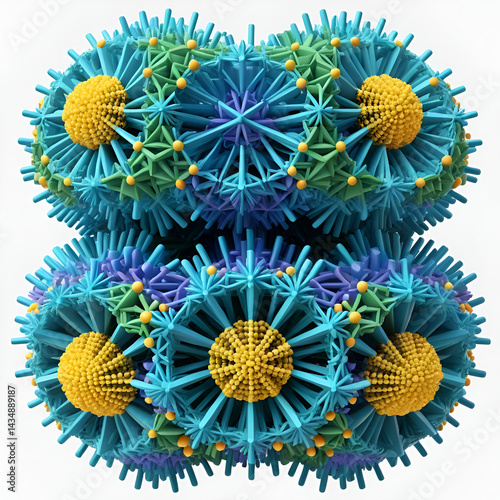 Diversity of capsid proteins structural arrangements in icosahedral viruses, 3D Gaussian models, transparent background photo