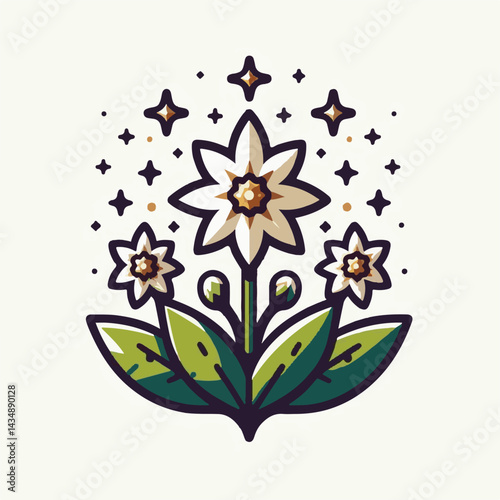 flower, edelweiss, plant, nature, flora, background, blossom, bloom, botany, alps, leontopodium, floral, alpine, mountain, white, isolated, art, summer, beautiful, design, illustration, petal, natural