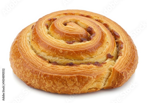 Delicious cinnamon roll pastry isolated on white background