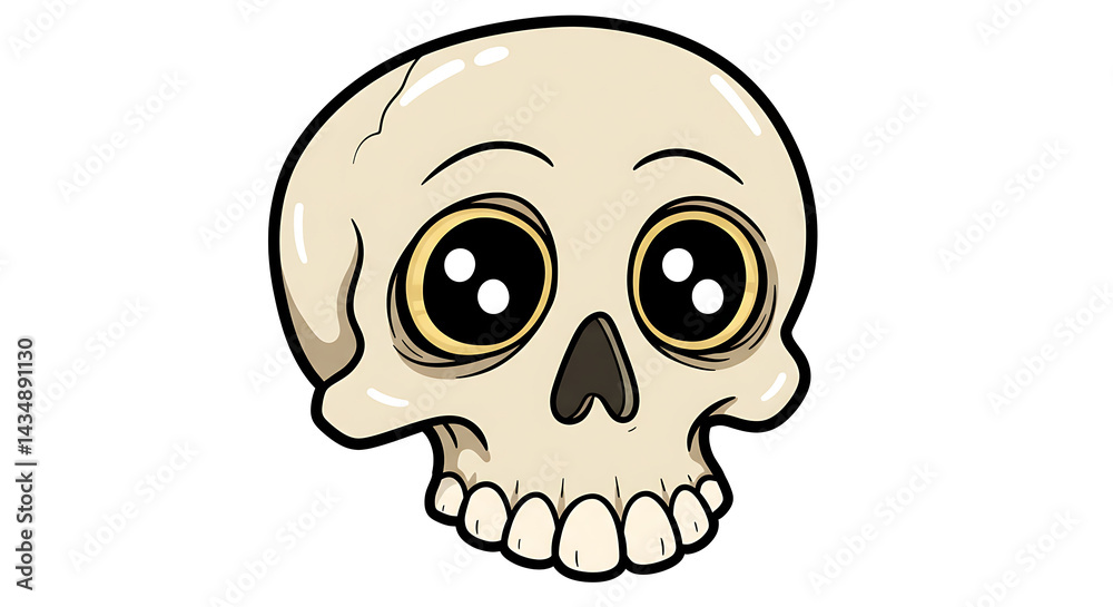 Cartoon skull illustration with big eyes isolated on white background Cartoon skull illustration with big eyes isolated on white background