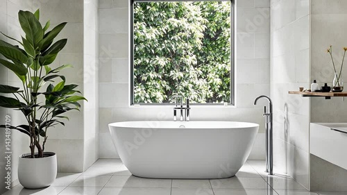 Contemporary Bathroom with Bathtub and Sink