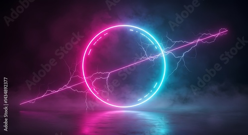 Wallpaper Mural Neon Crossroads AI Generated Torontodigital.ca