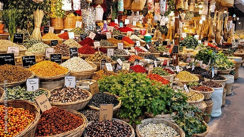 Colorful Outdoor Market with Handbags