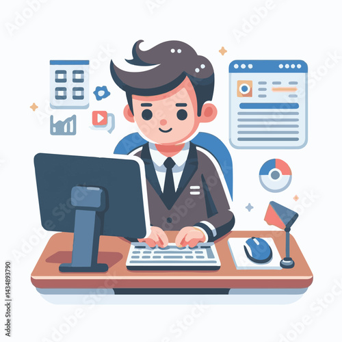 editor, business, computer, content, technology, editing, man, writer, office, work, online, internet, workplace, people, illustration, designer, digital, person, concept, professional, creative, scre
