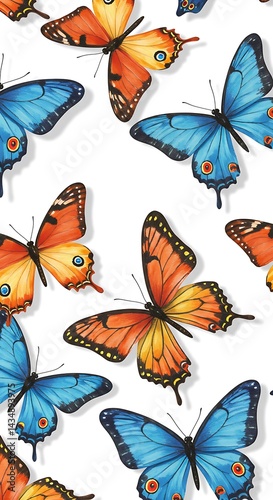 Wallpaper Mural Vibrant Butterfly Dance: A Watercolor Fantasy AI Generated Torontodigital.ca
