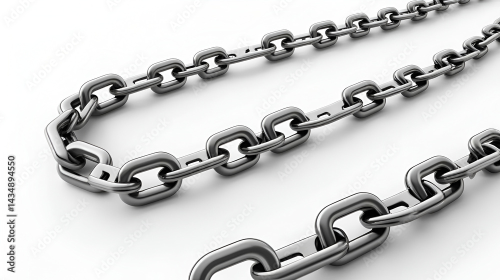 Obraz premium 3d illustration of metal chain on isolated white background