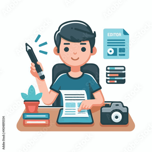 editor, business, computer, content, technology, editing, man, writer, office, work, online, internet, workplace, people, illustration, designer, digital, person, concept, professional, creative, scre
