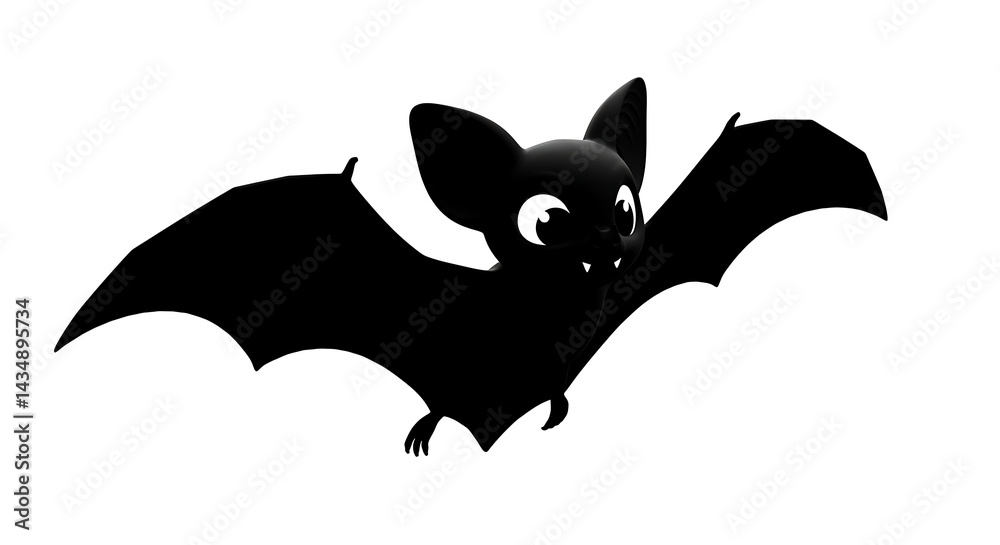 Obraz premium Cute black bat cartoon character flying on white background for Halloween