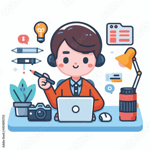 editor, business, computer, content, technology, editing, man, writer, office, work, online, internet, workplace, people, illustration, designer, digital, person, concept, professional, creative, scre
