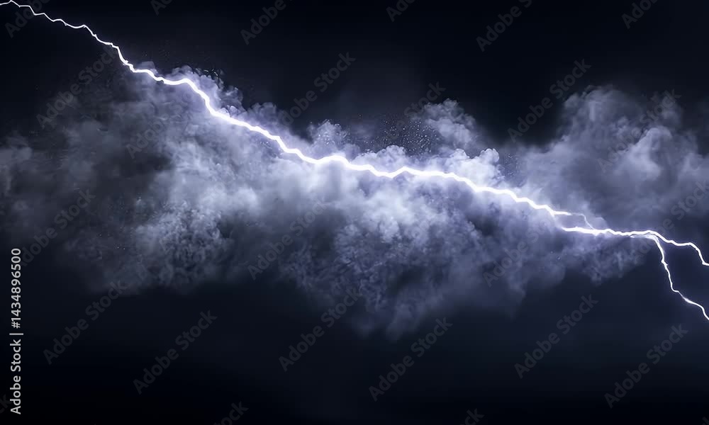 Storm clouds with lightning bolt graphic design