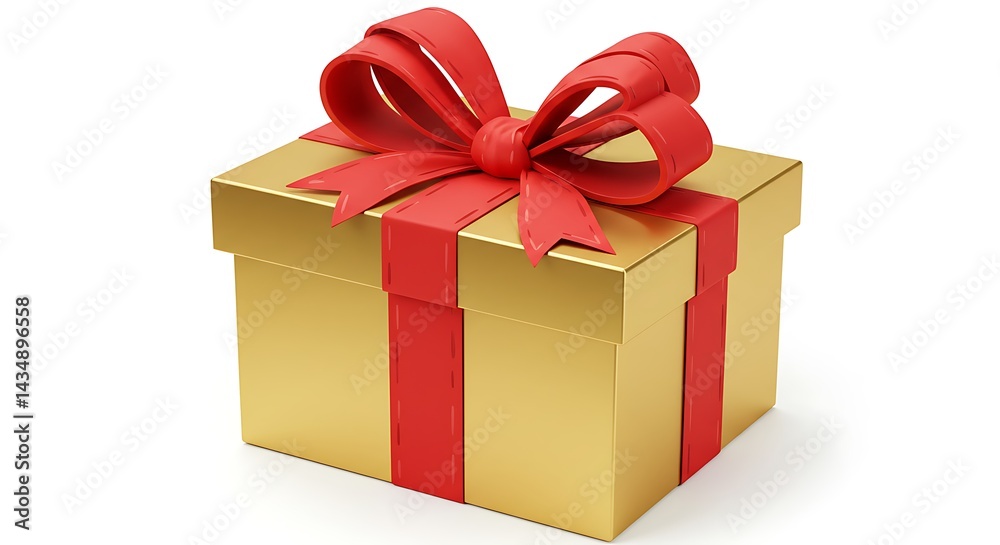 Obraz premium A Golden Promise Wrapped In Joy The Gift Of Gold Crimson Ribbon Dreams Unexpected Treasure Celebration Awaits Golden Surprise A Gift Unwrapped Precious Moment Heartfelt Offering AI Generated